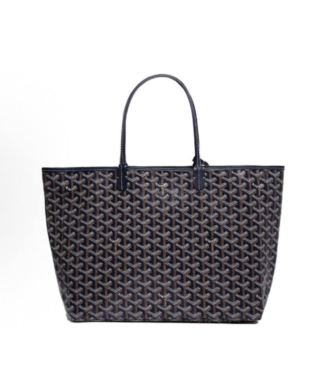 GOYARD Темно-синяя кожаная сумка с короткими ручками, фото 2