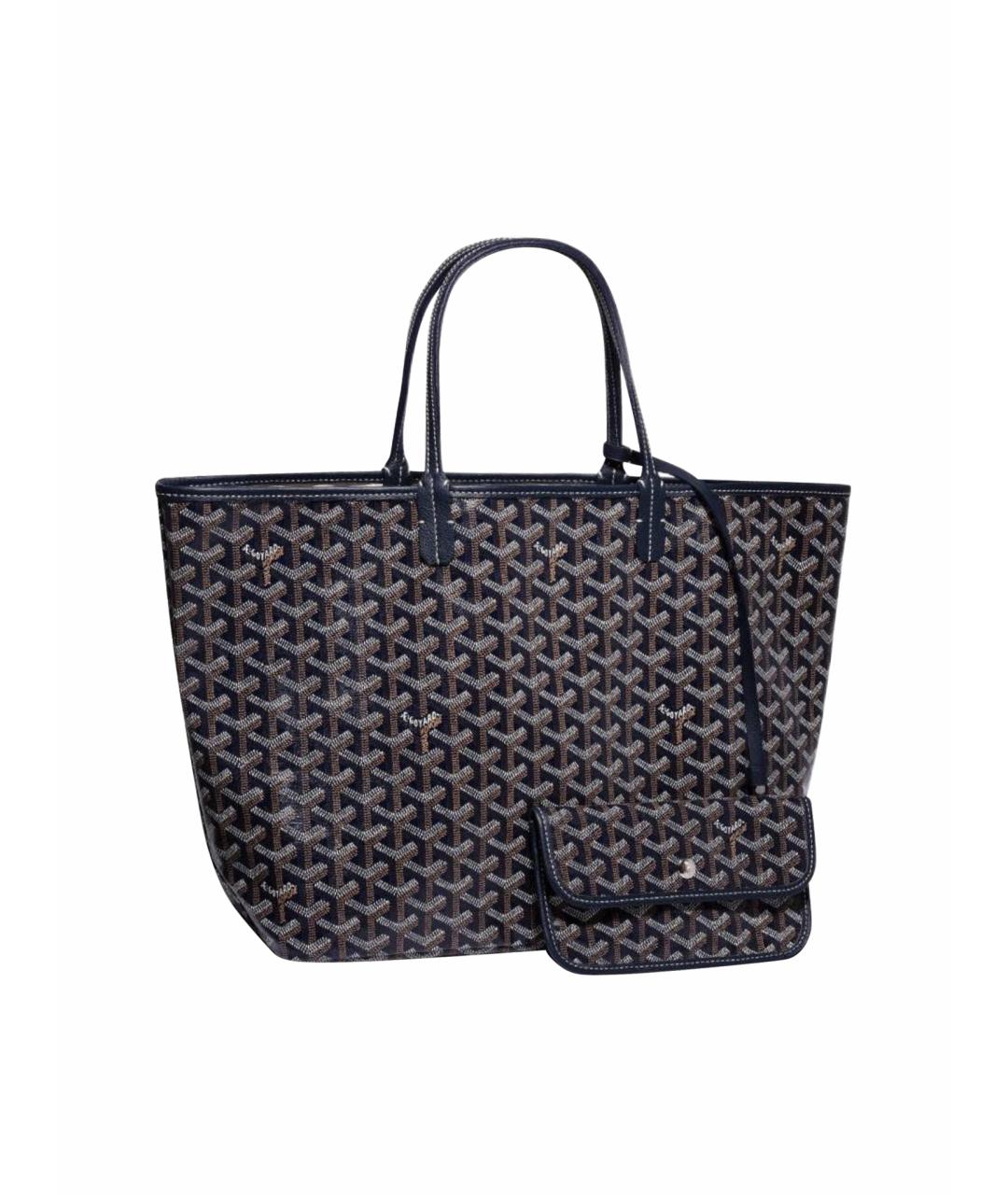 GOYARD Темно-синяя кожаная сумка с короткими ручками, фото 1