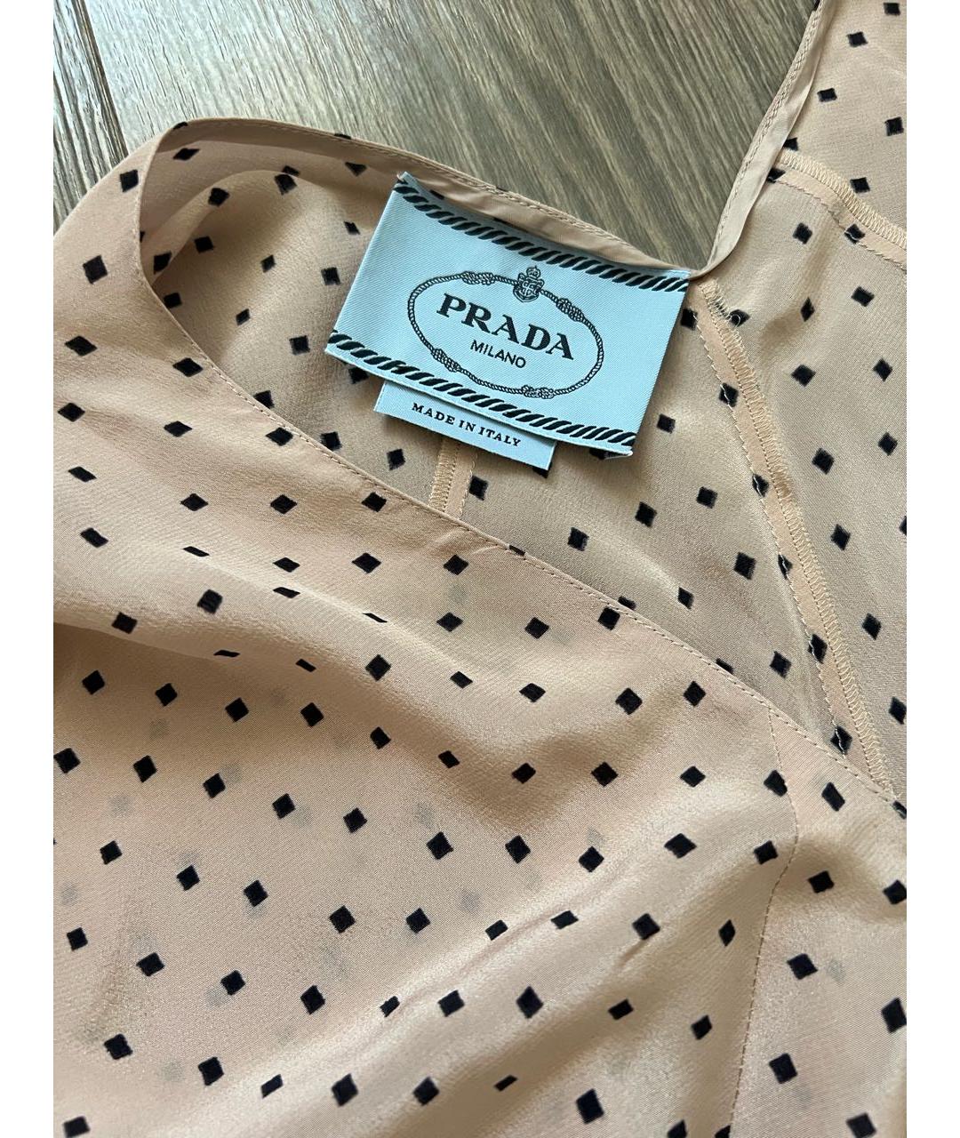 PRADA Бежевое шелковое повседневное платье, фото 2