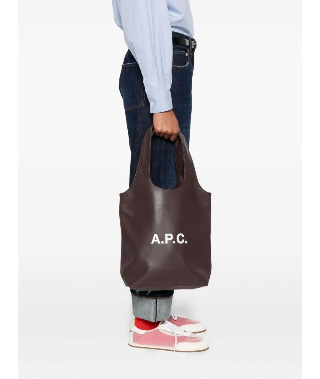 A.P.C. Коричневая сумка тоут, фото 4