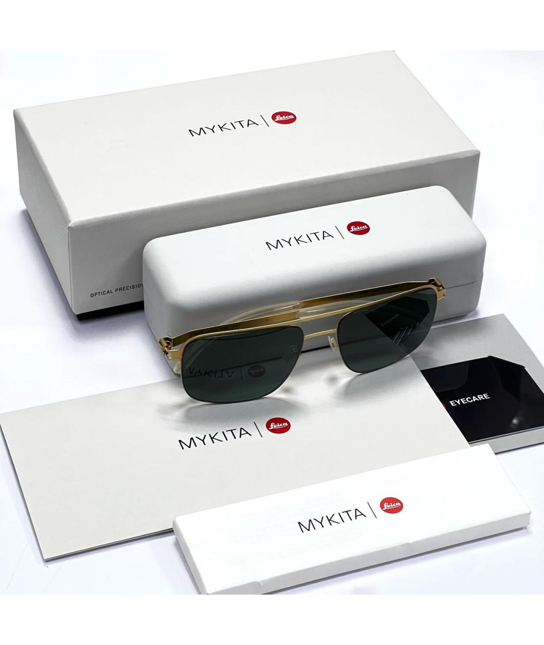 MYKITA Золотые металлические солнцезащитные очки, фото 4