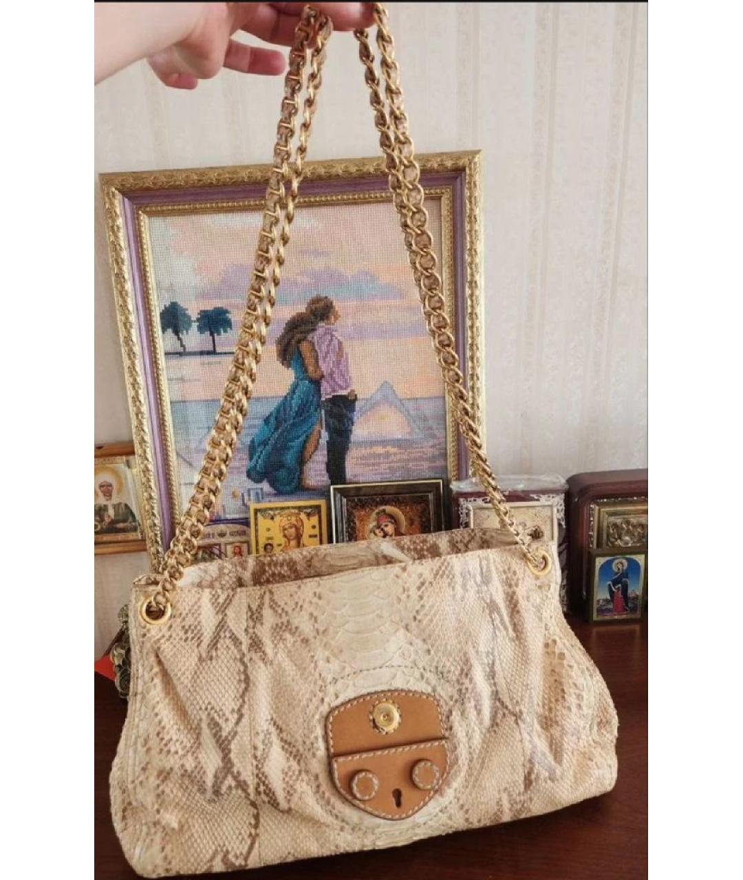 PRADA Бежевая сумка через плечо из экзотической кожи, фото 10