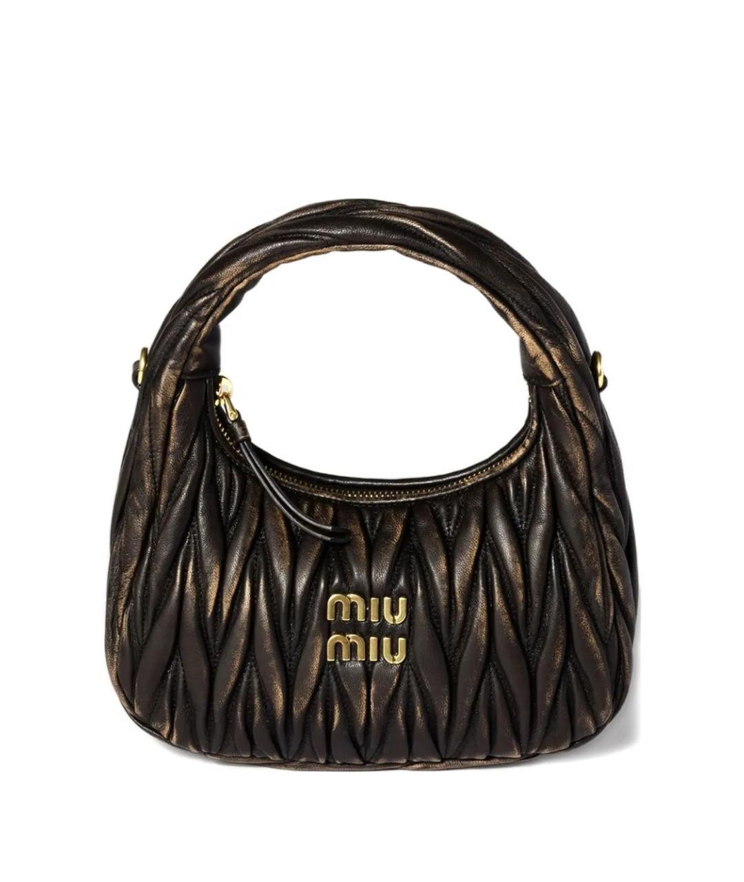 MIU MIU Коричневая кожаная сумка с короткими ручками, фото 1