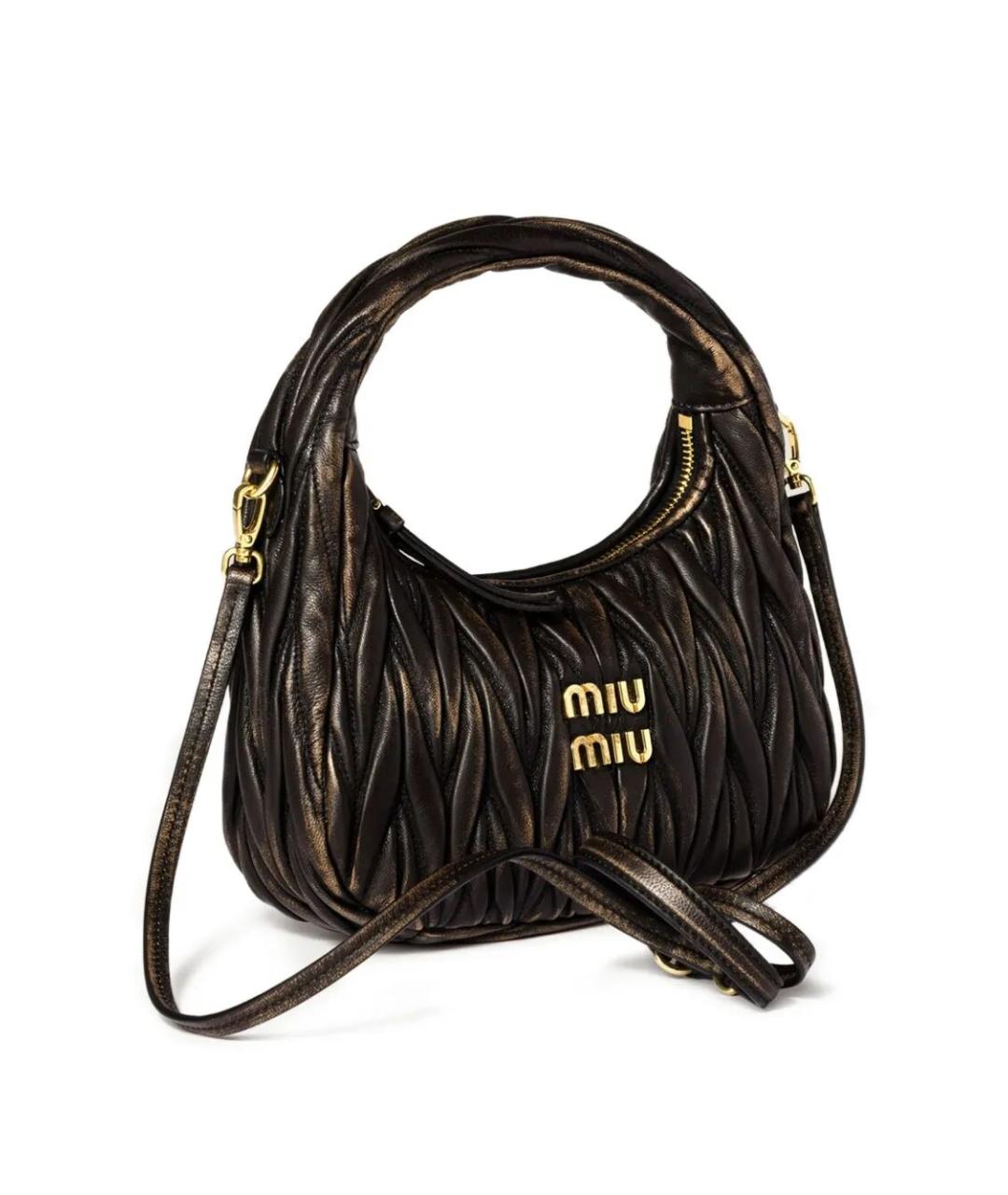 MIU MIU Коричневая кожаная сумка с короткими ручками, фото 3