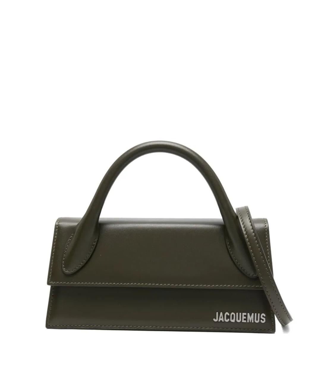 JACQUEMUS Хаки кожаная сумка через плечо, фото 1