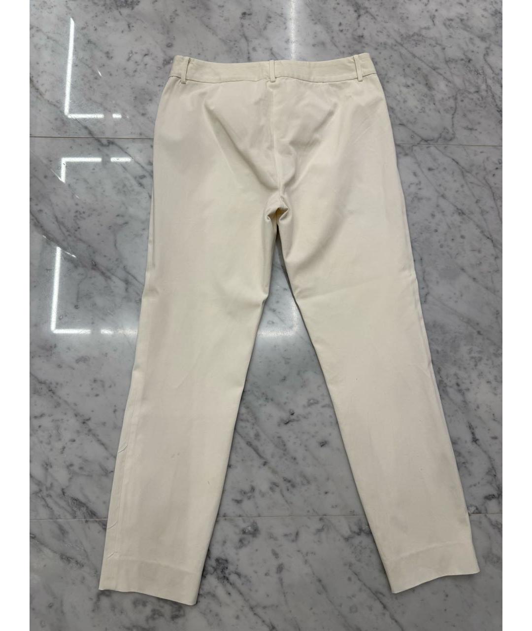 RALPH LAUREN Белые хлопко-эластановые прямые брюки, фото 3