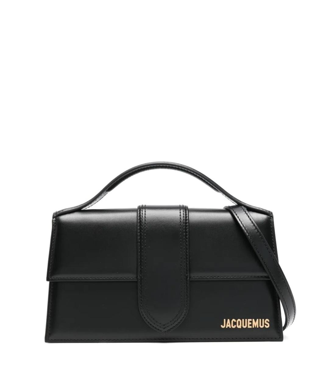 JACQUEMUS Черная кожаная сумка с короткими ручками, фото 1