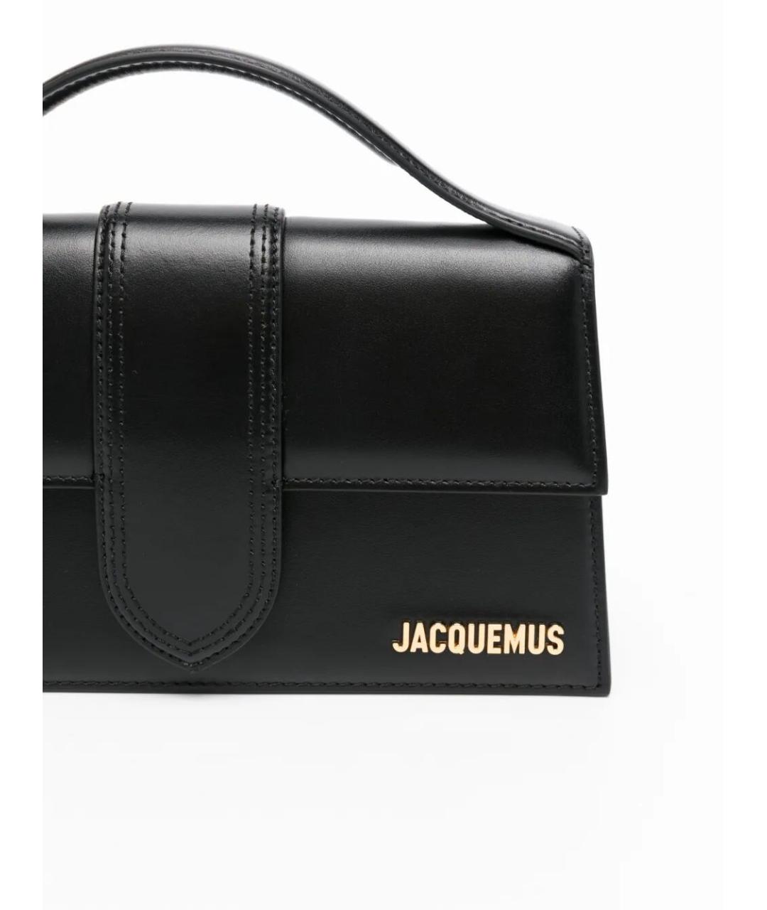 JACQUEMUS Черная кожаная сумка с короткими ручками, фото 2