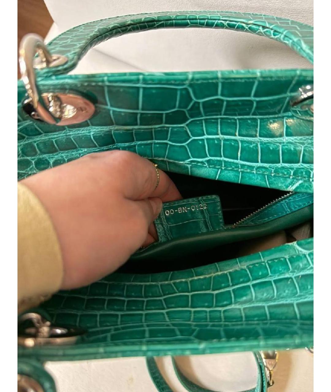 CHRISTIAN DIOR Зеленая сумка с короткими ручками из экзотической кожи, фото 5