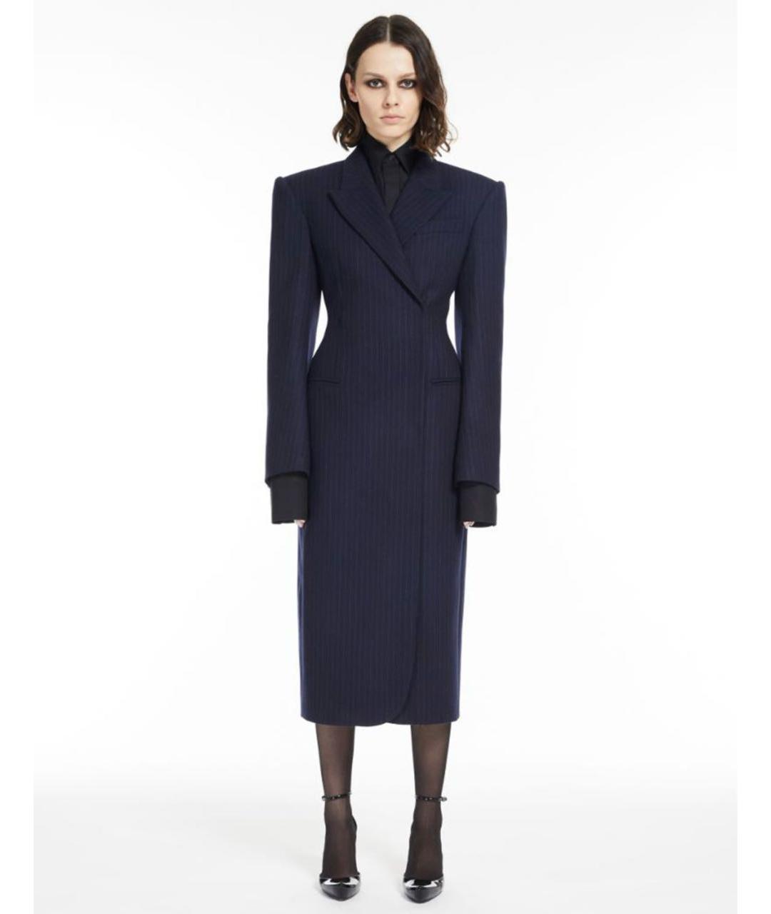 SPORTMAX Темно-синее шерстяное пальто, фото 7