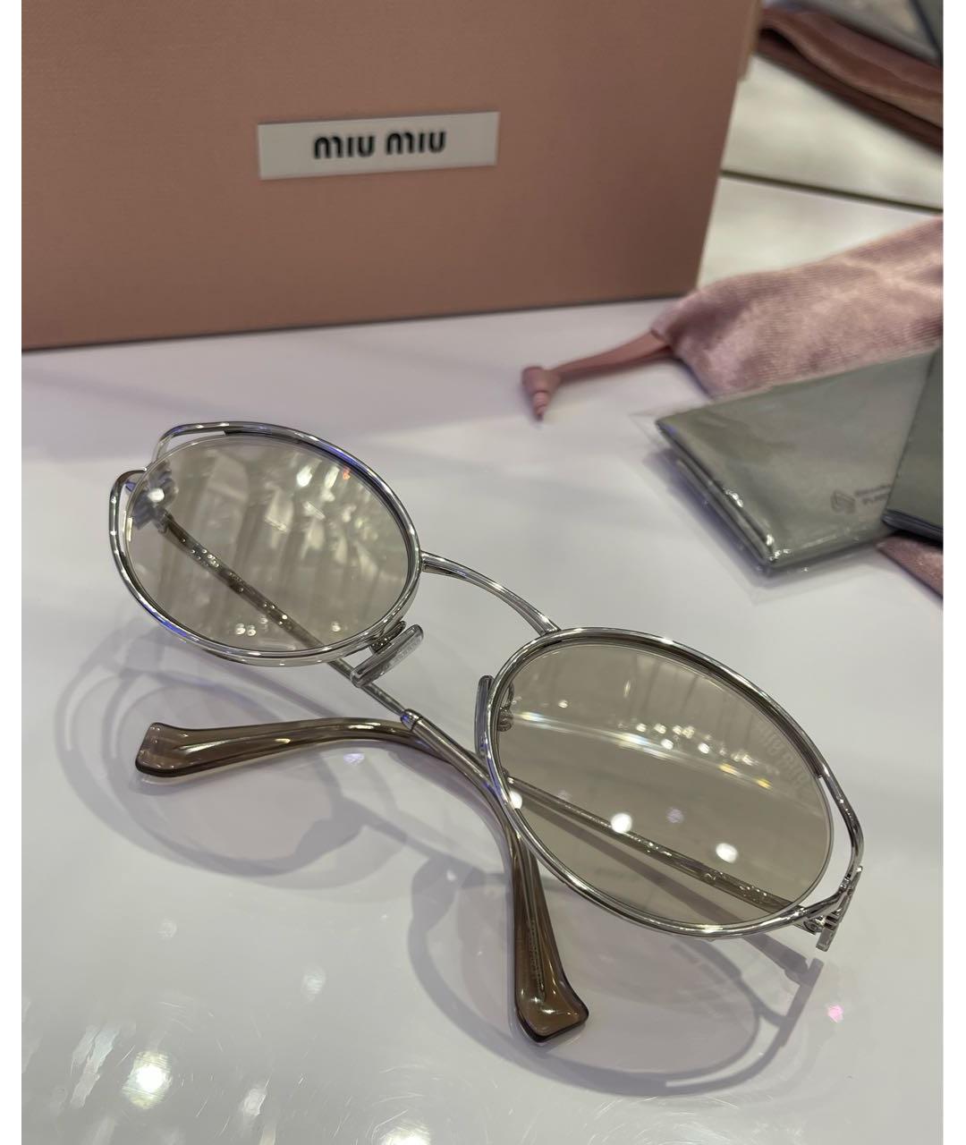 MIU MIU Серебряные металлические солнцезащитные очки, фото 6