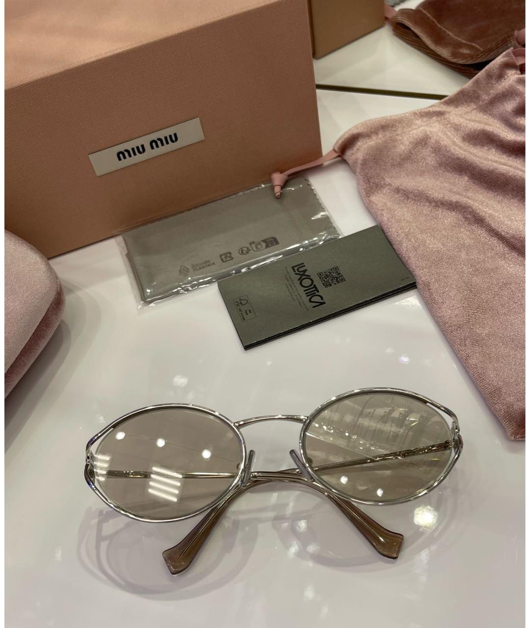 MIU MIU Серебряные металлические солнцезащитные очки, фото 4