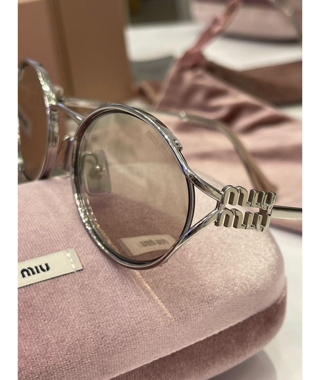 MIU MIU Серебряные металлические солнцезащитные очки, фото 5