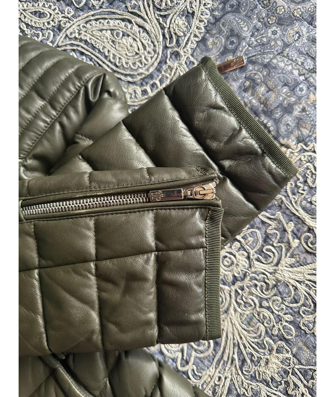 MONCLER Хаки кожаная куртка, фото 4