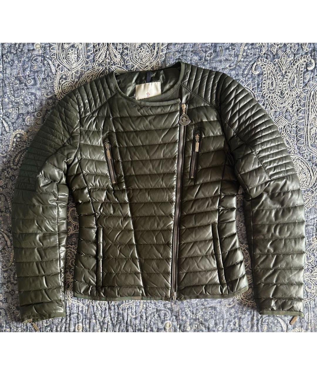 MONCLER Хаки кожаная куртка, фото 9