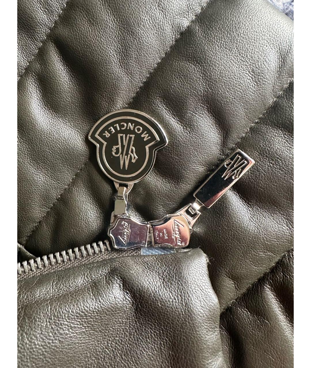 MONCLER Хаки кожаная куртка, фото 7