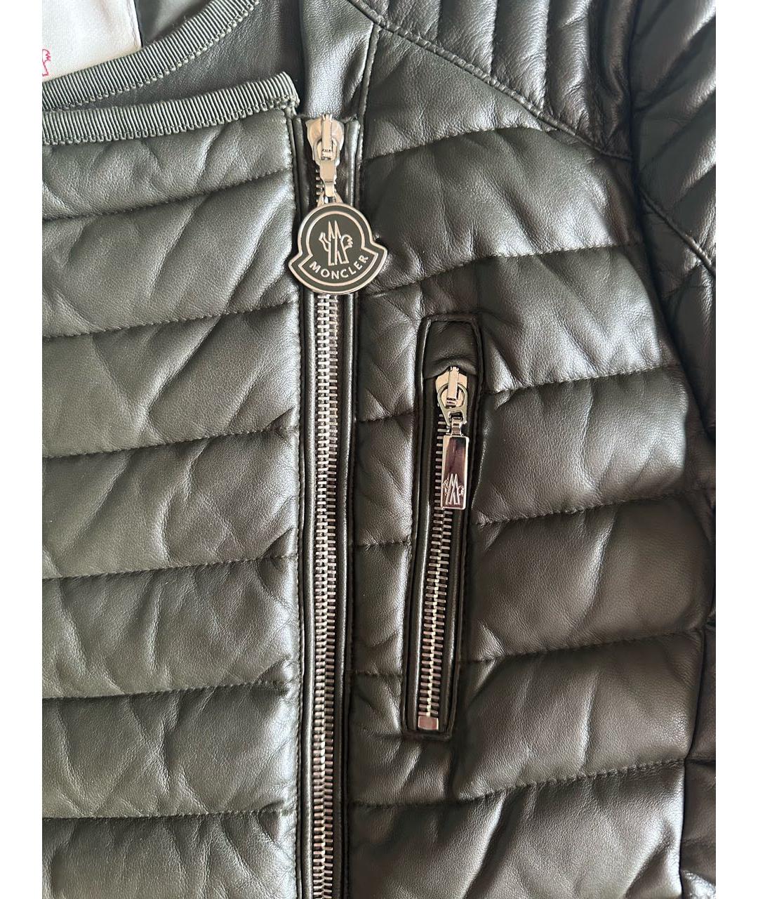 MONCLER Хаки кожаная куртка, фото 5