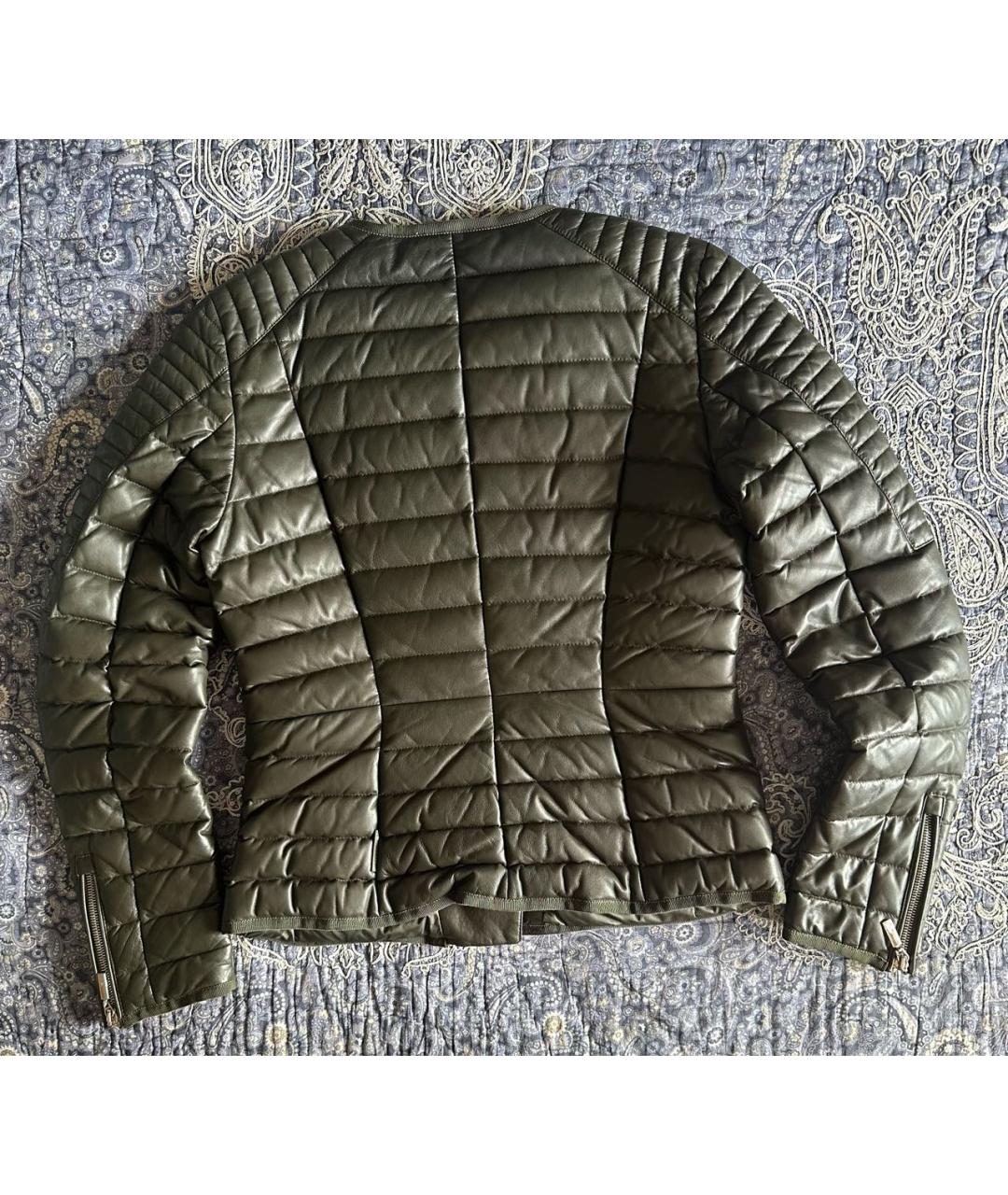 MONCLER Хаки кожаная куртка, фото 2