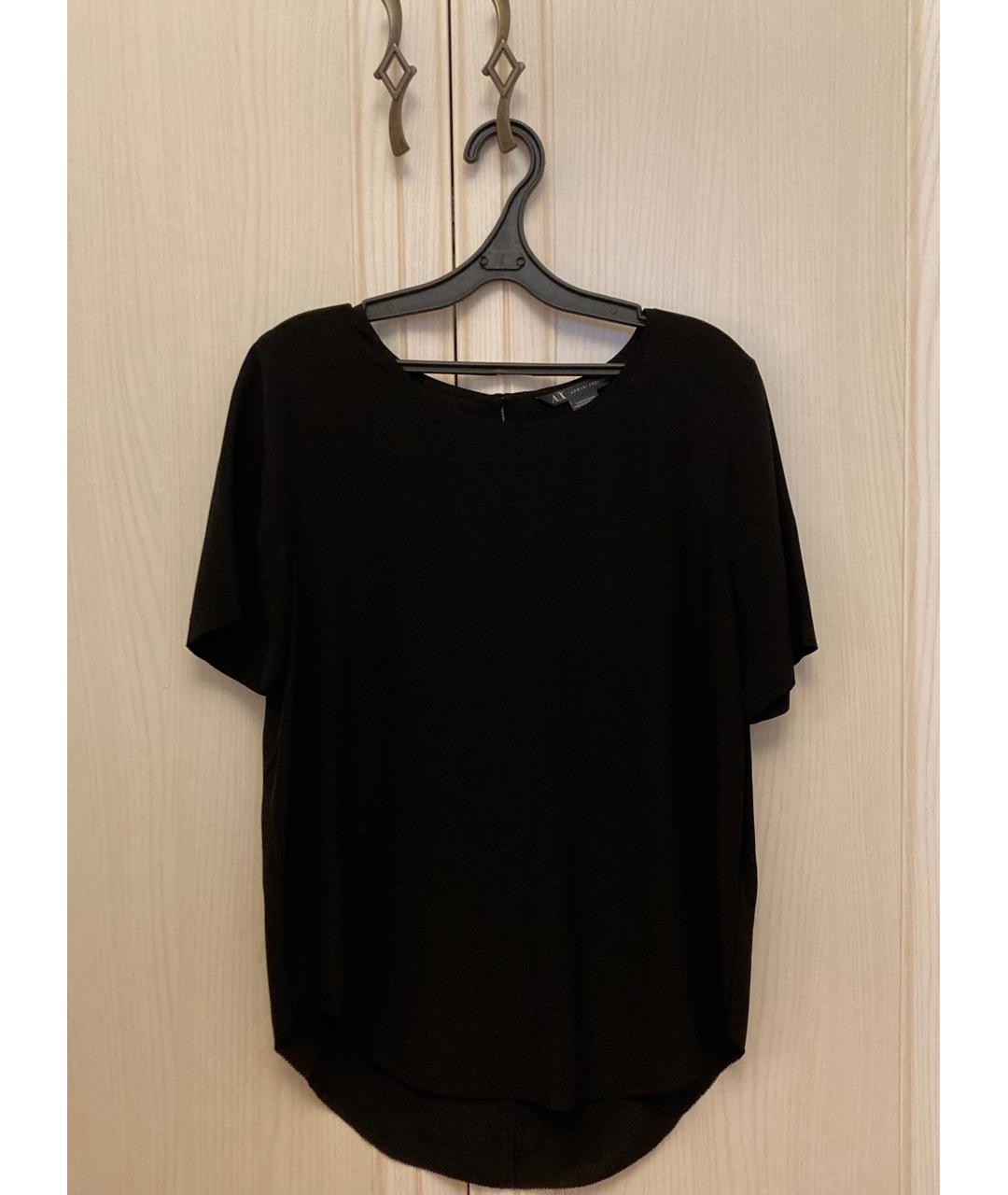 ARMANI EXCHANGE Черная шелковая блузы, фото 2