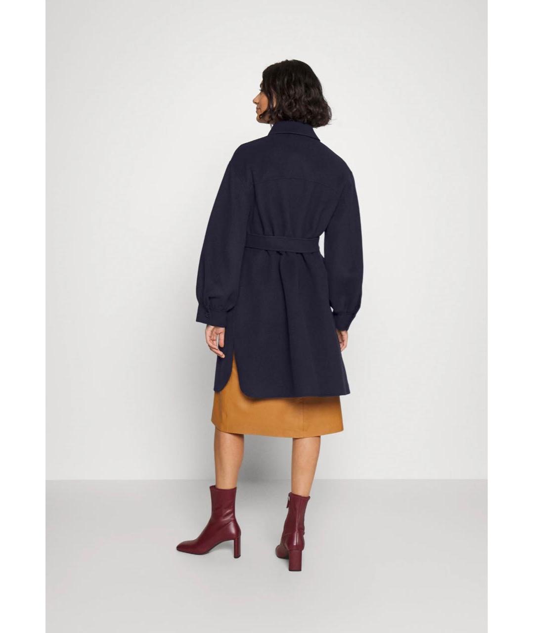 WEEKEND MAX MARA Темно-синее шерстяное пальто, фото 7