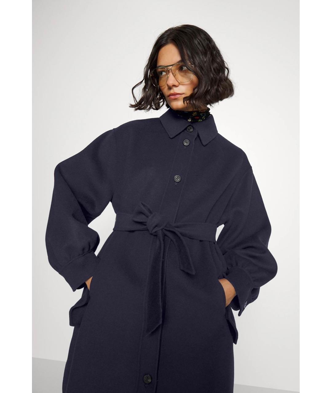 WEEKEND MAX MARA Темно-синее шерстяное пальто, фото 8