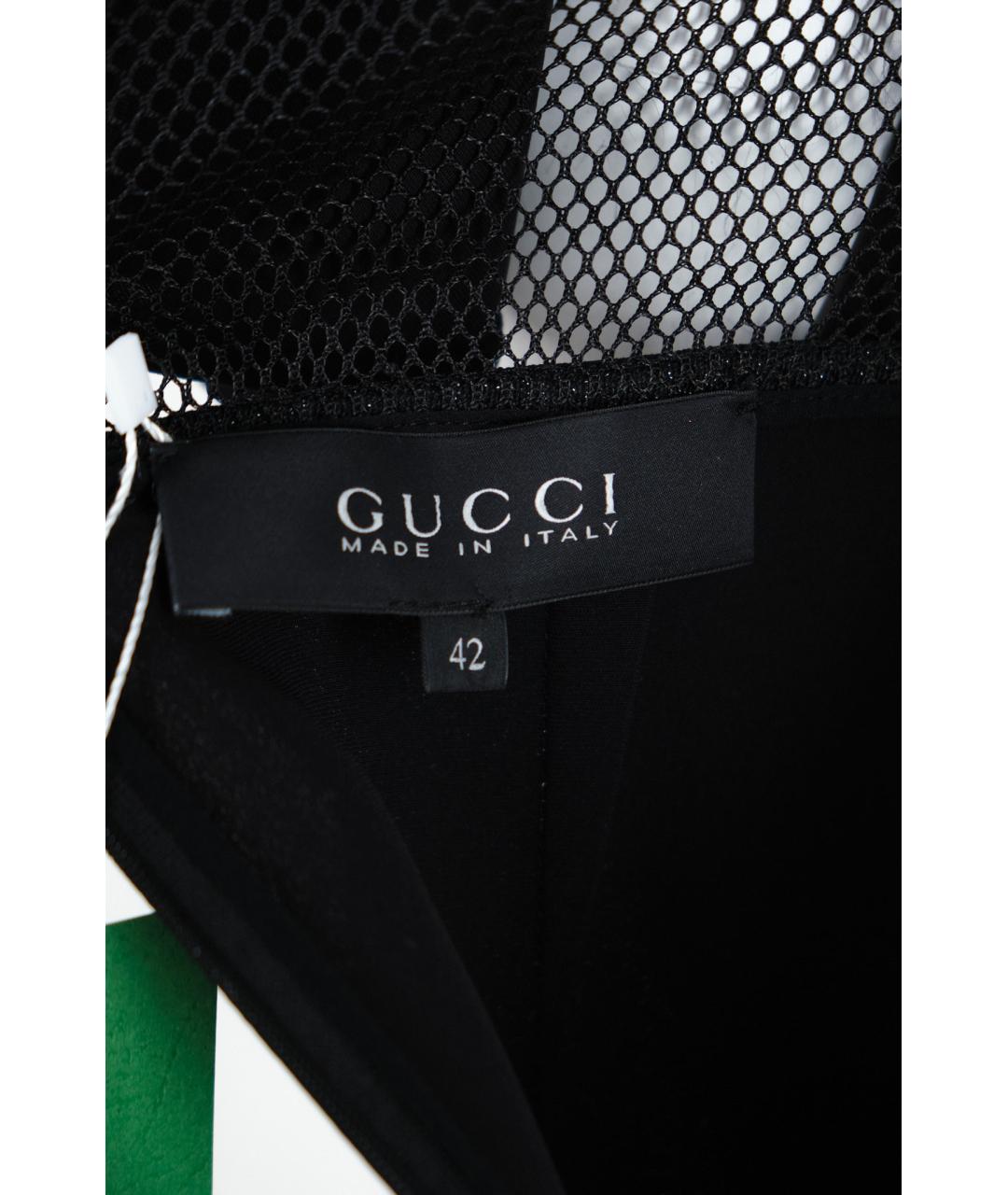 GUCCI Черное шелковое повседневное платье, фото 4