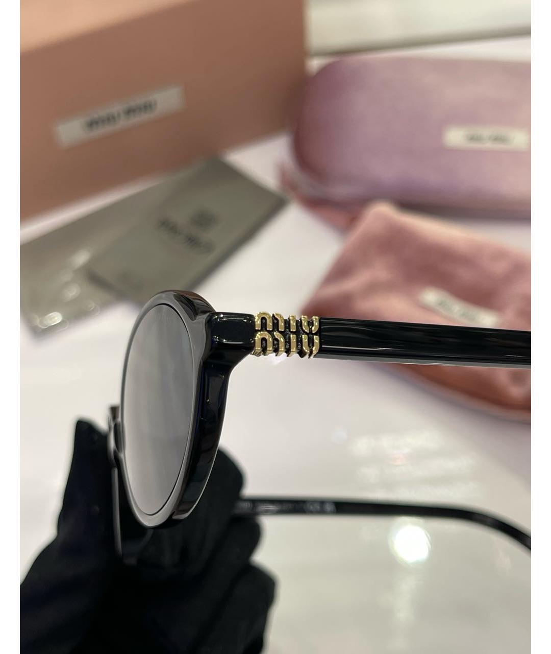 MIU MIU Черные пластиковые солнцезащитные очки, фото 3