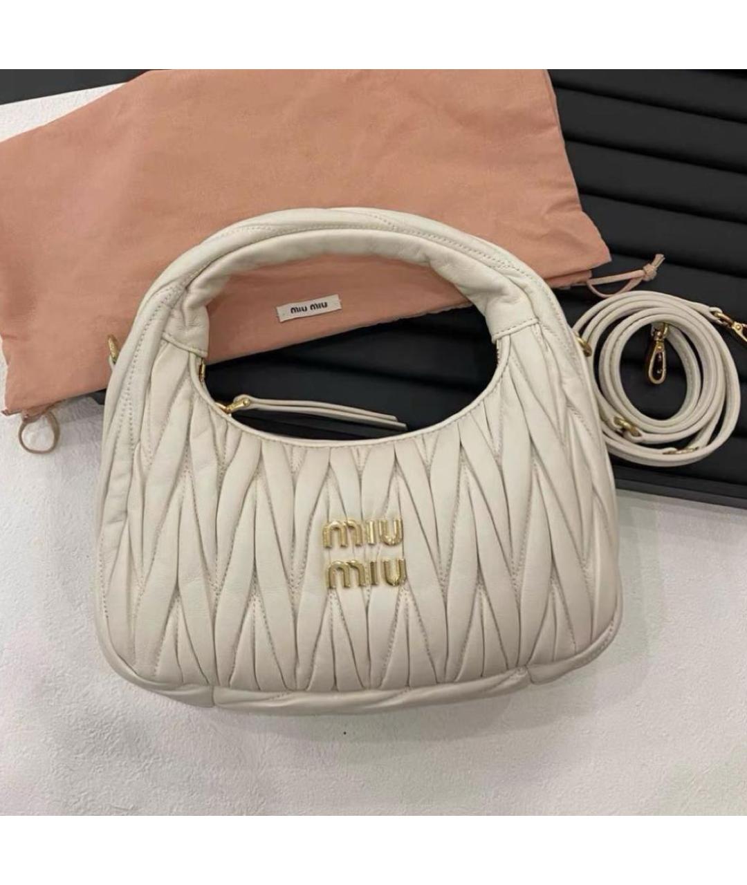 MIU MIU Белая кожаная сумка через плечо, фото 2