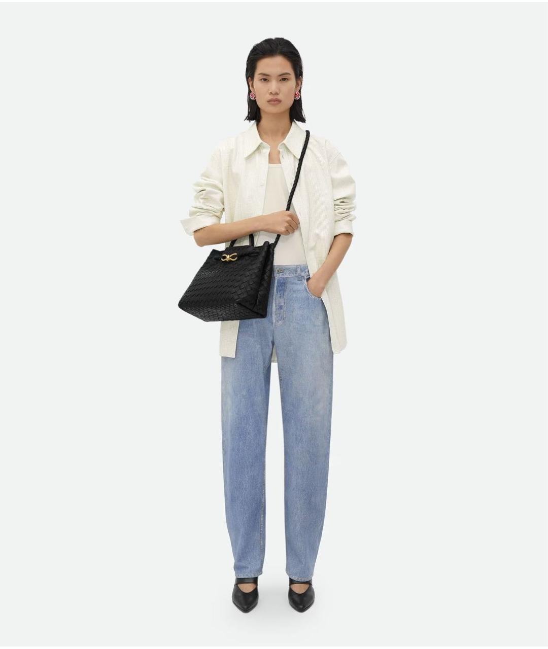 BOTTEGA VENETA Черная кожаная сумка с короткими ручками, фото 7