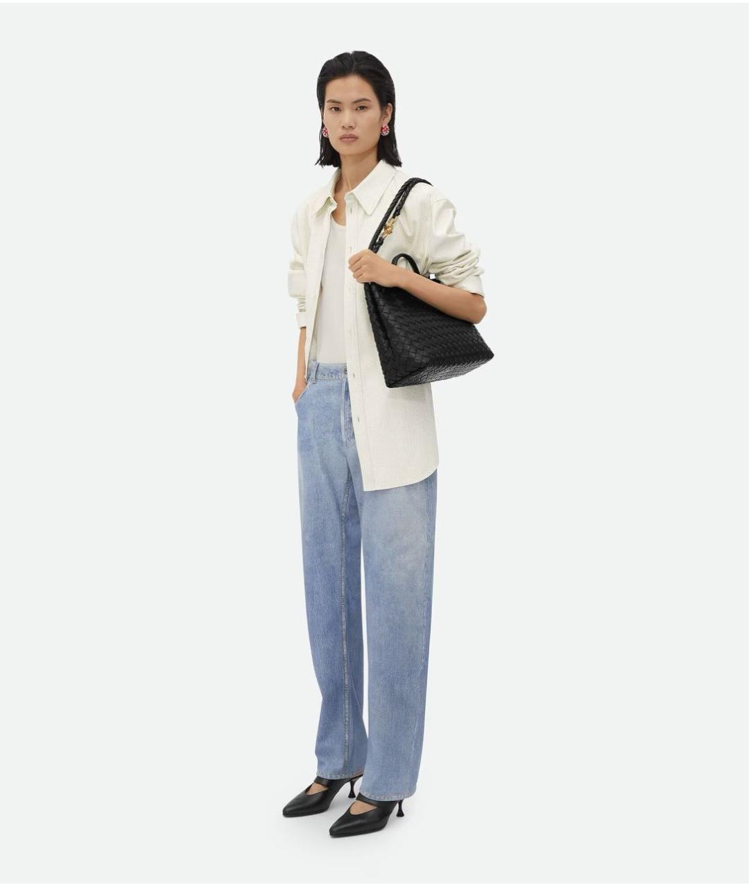 BOTTEGA VENETA Черная кожаная сумка с короткими ручками, фото 6