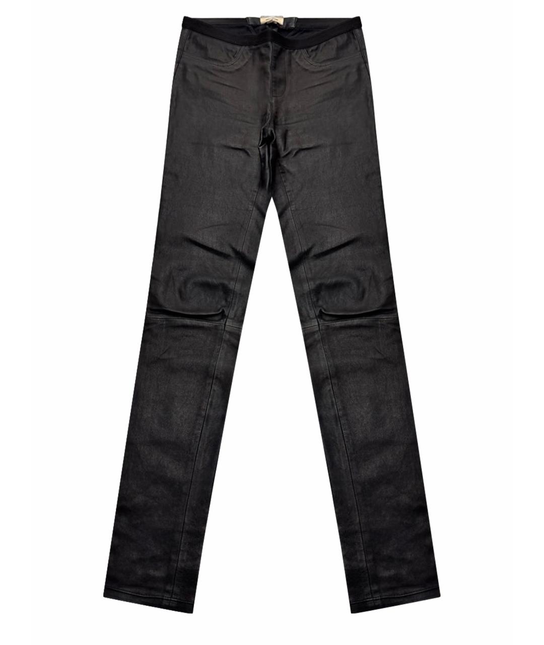 HELMUT LANG Черные кожаные брюки узкие, фото 1