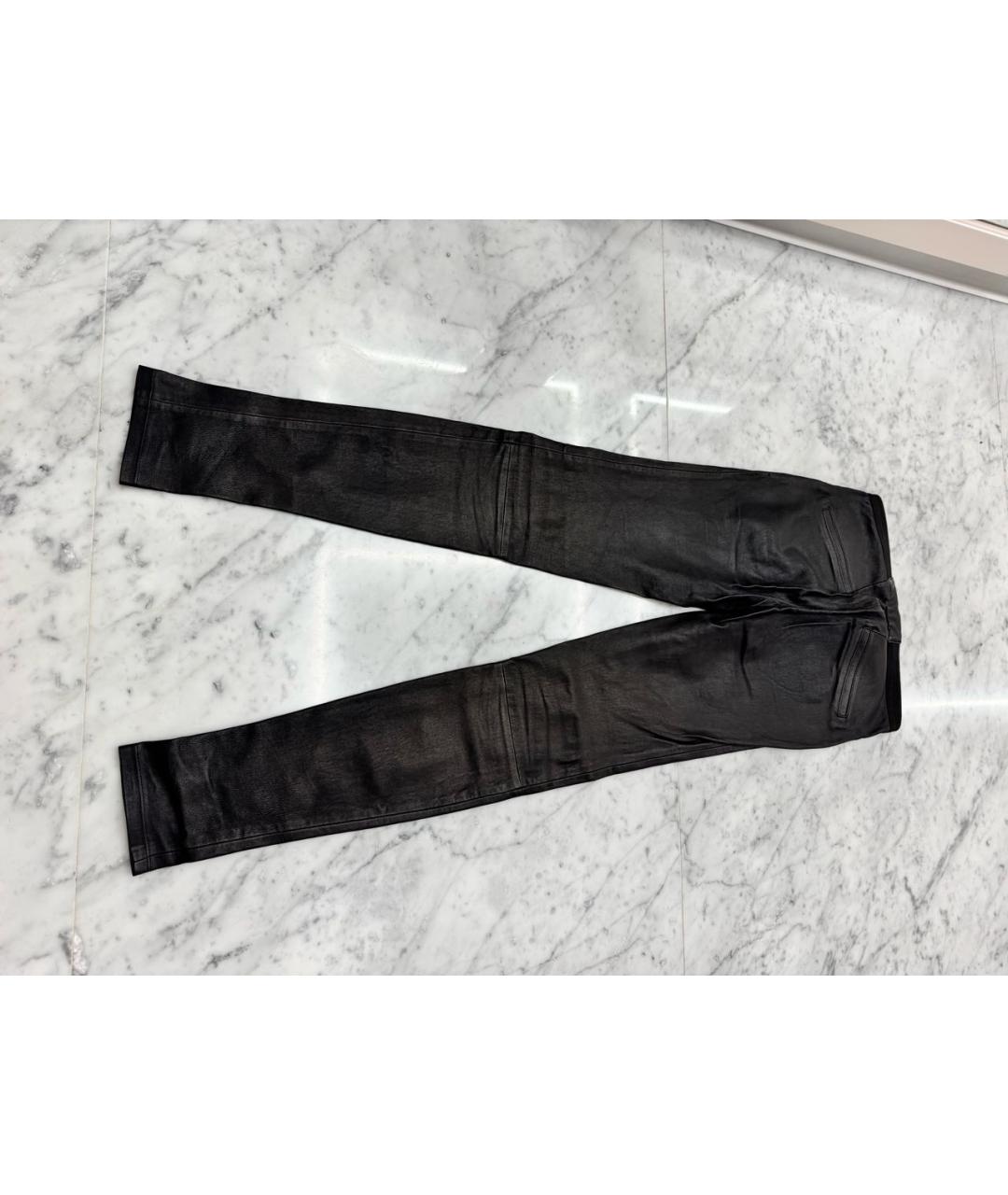 HELMUT LANG Черные кожаные брюки узкие, фото 3