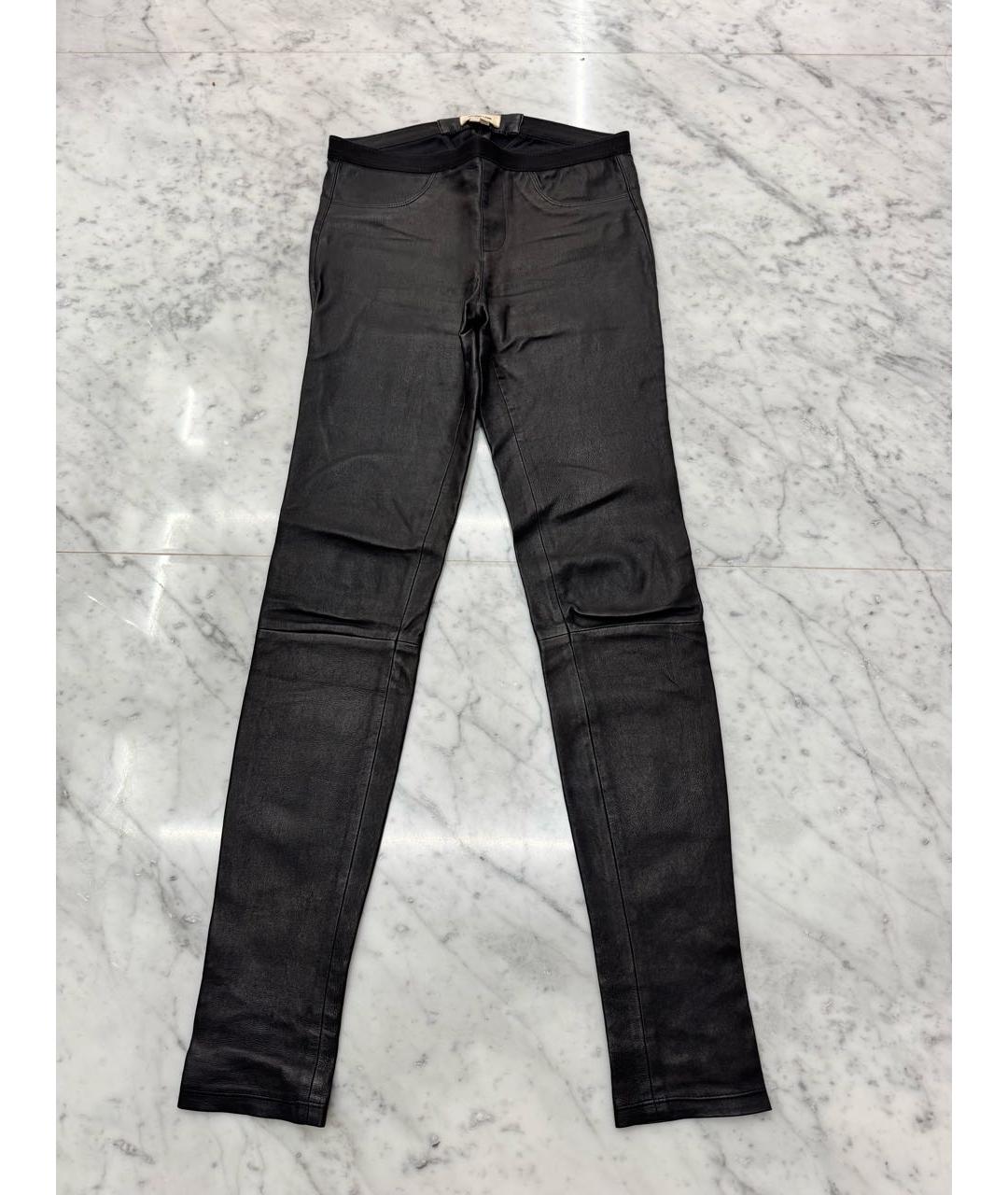 HELMUT LANG Черные кожаные брюки узкие, фото 6