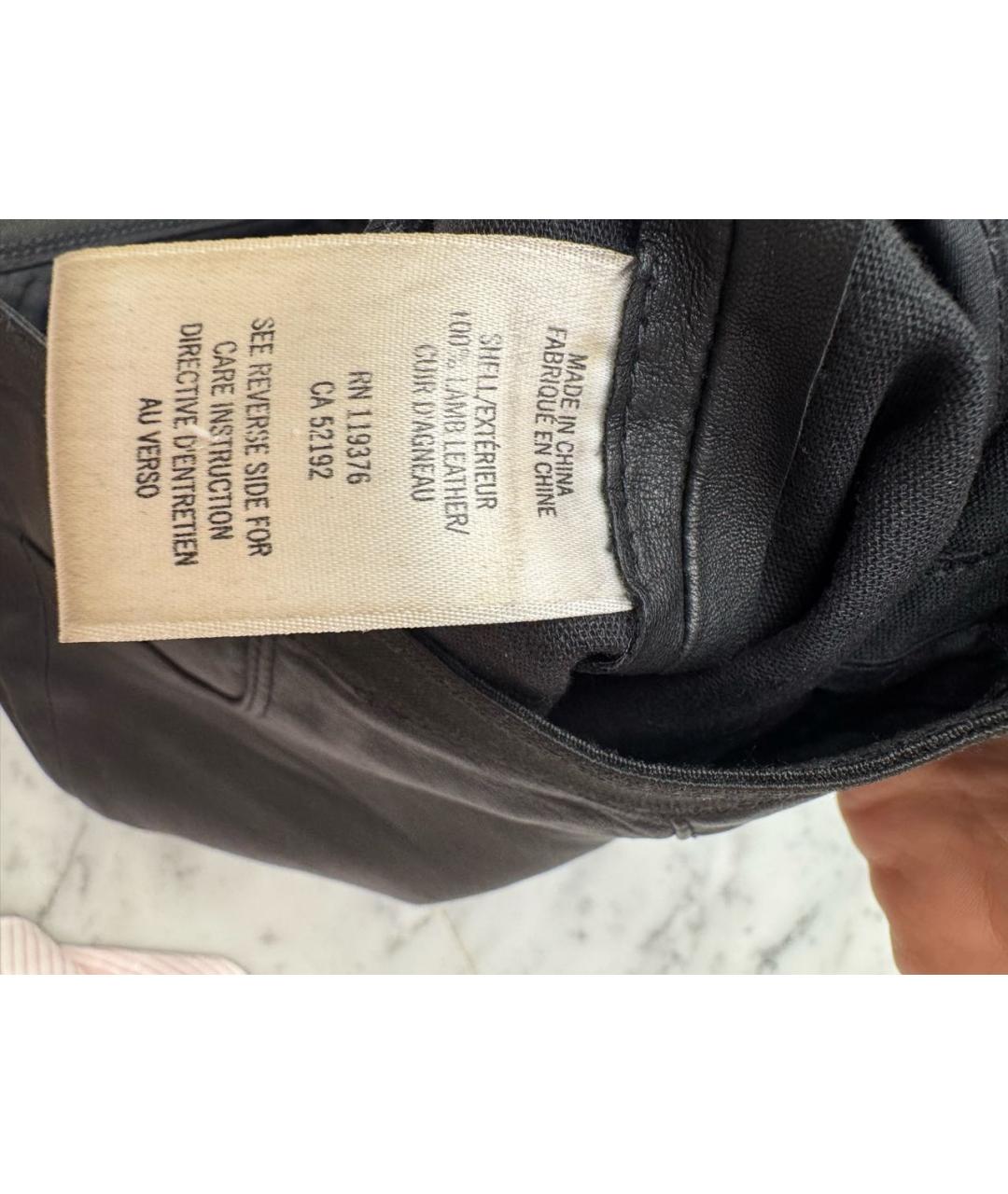 HELMUT LANG Черные кожаные брюки узкие, фото 4