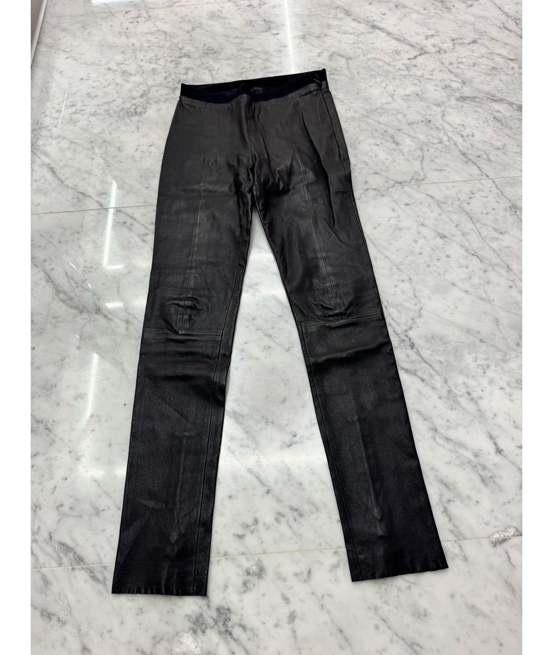 ACNE STUDIOS Черные кожаные прямые брюки, фото 6