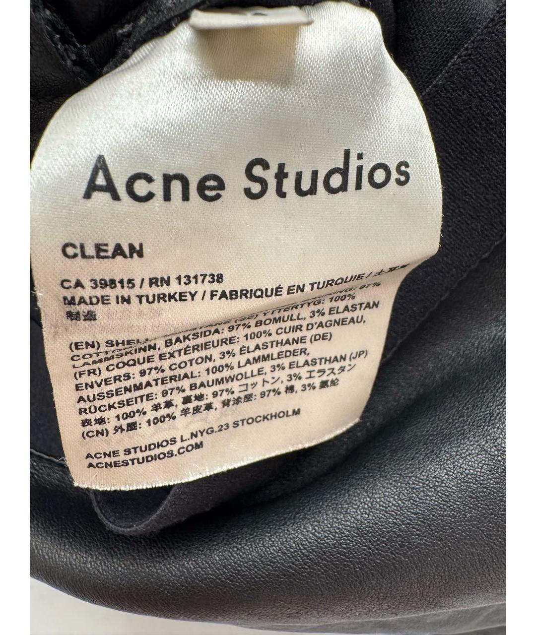 ACNE STUDIOS Черные кожаные прямые брюки, фото 5