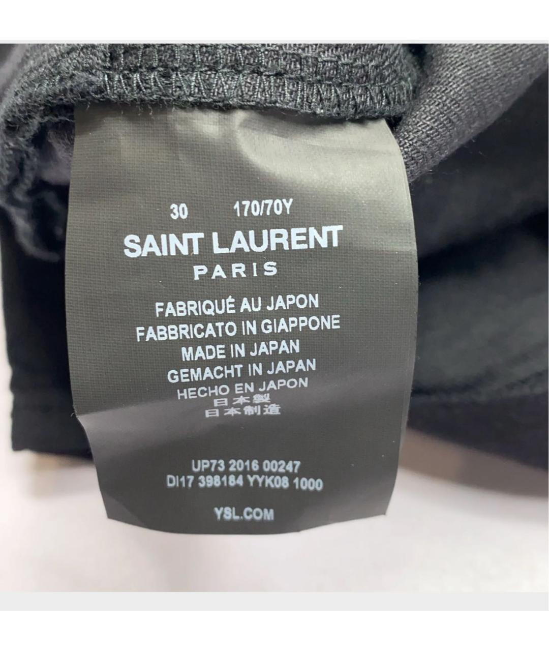 SAINT LAURENT Черные хлопко-эластановые повседневные брюки, фото 8