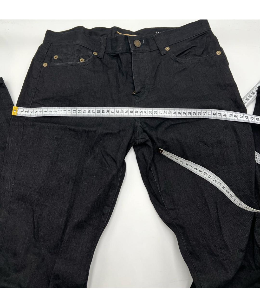 SAINT LAURENT Черные хлопко-эластановые повседневные брюки, фото 5