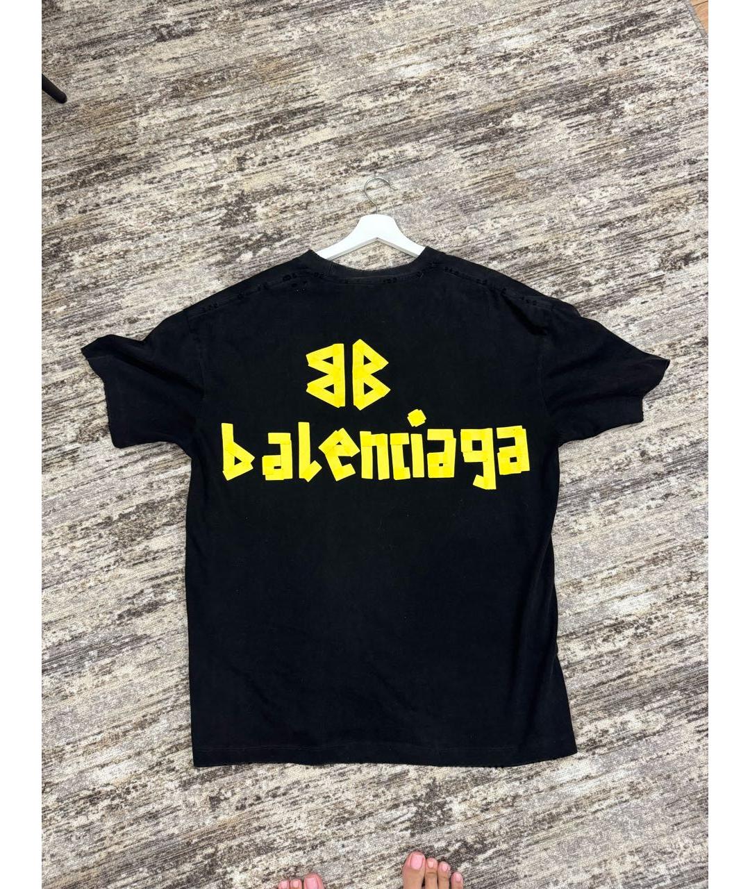 BALENCIAGA Черная хлопковая футболка, фото 2