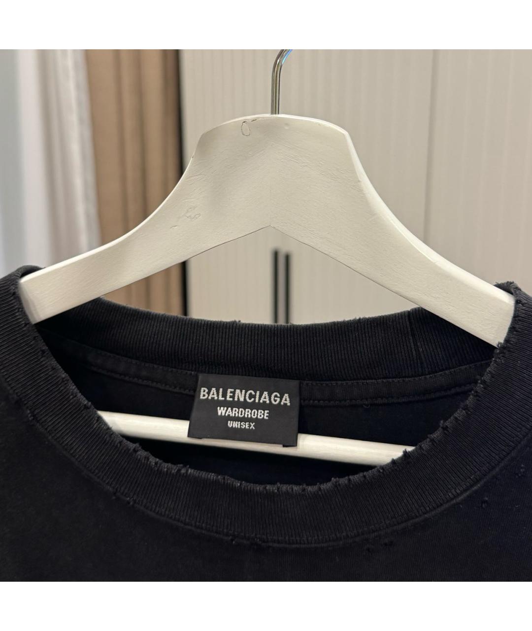 BALENCIAGA Черная хлопковая футболка, фото 3