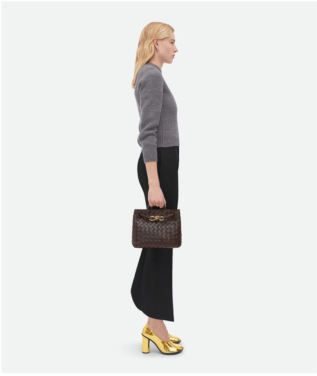 BOTTEGA VENETA Черная кожаная сумка с короткими ручками, фото 6