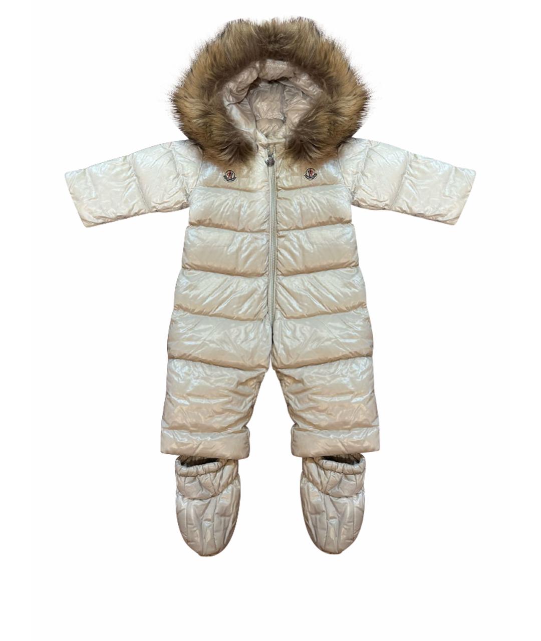 MONCLER Бежевый полиэстеровый комбинезон, фото 1