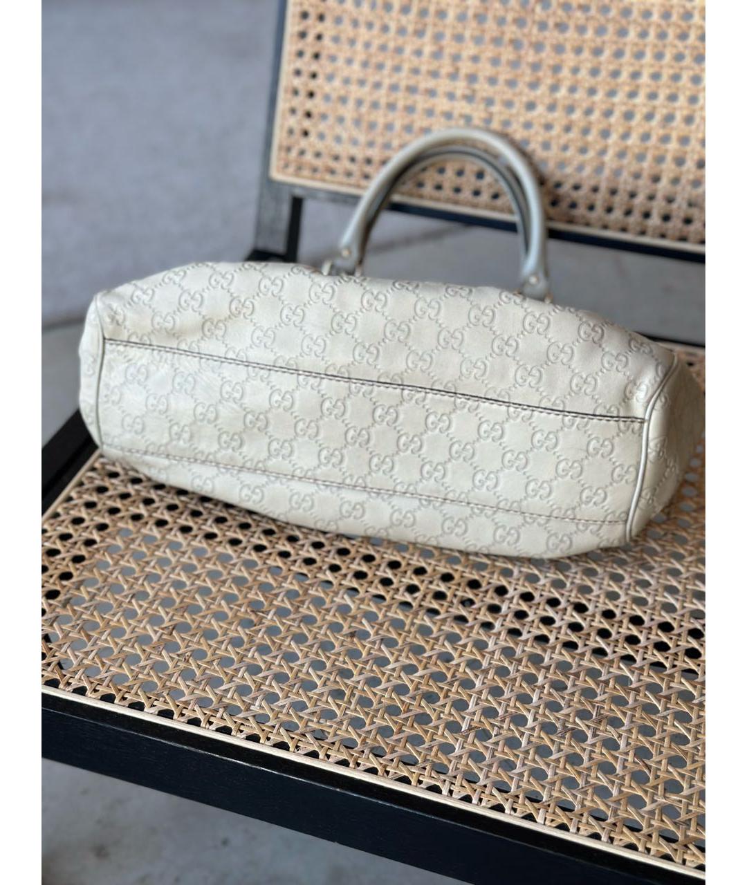 GUCCI Бежевая кожаная сумка с короткими ручками, фото 8