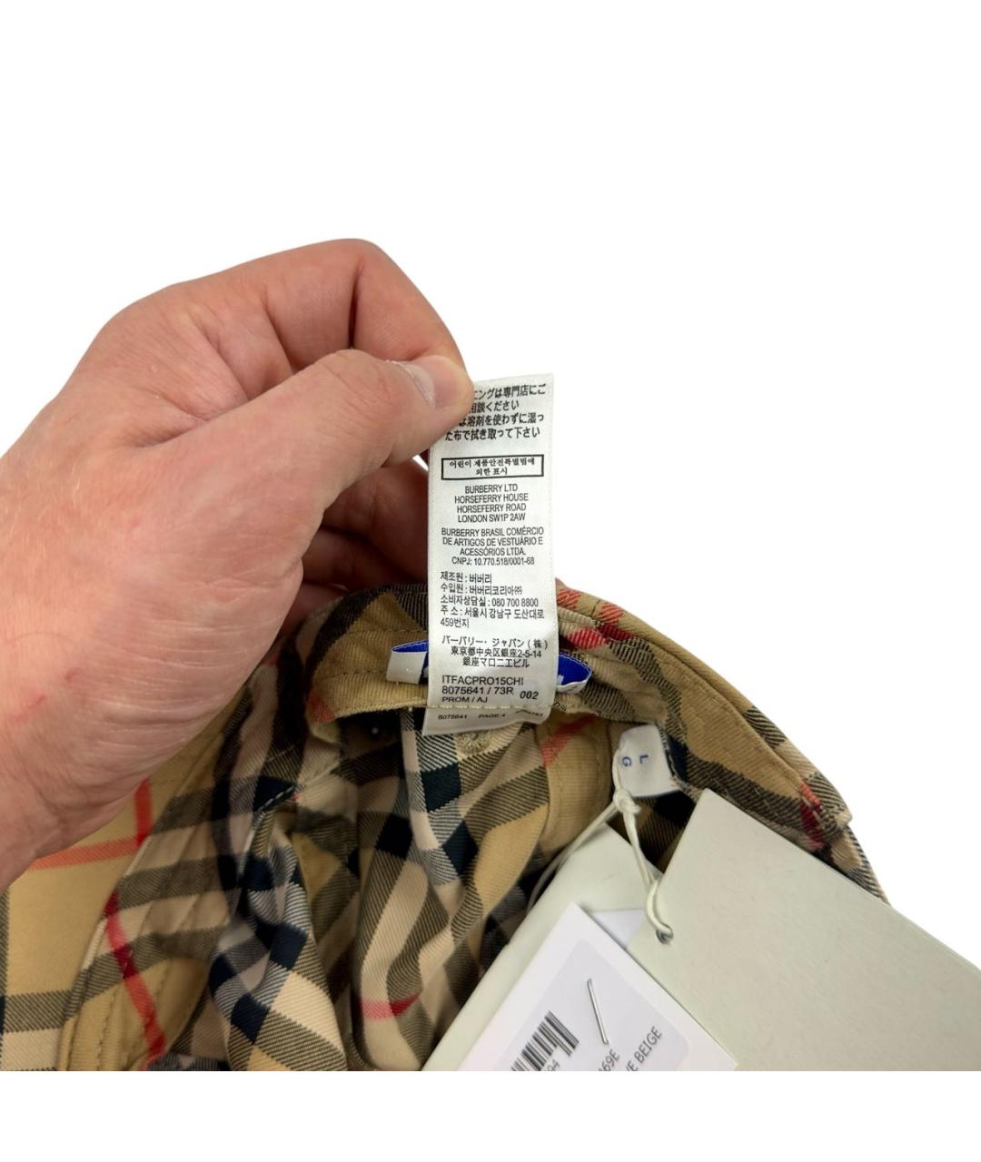 BURBERRY Бежевая хлопковая кепка/бейсболка, фото 5