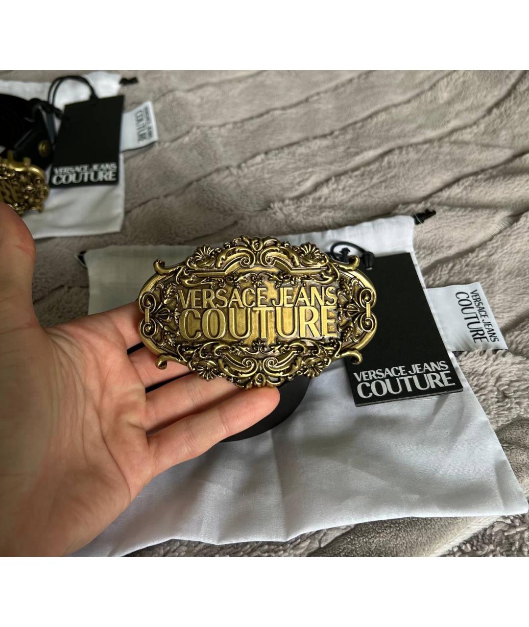 VERSACE JEANS COUTURE Черный кожаный ремень, фото 2