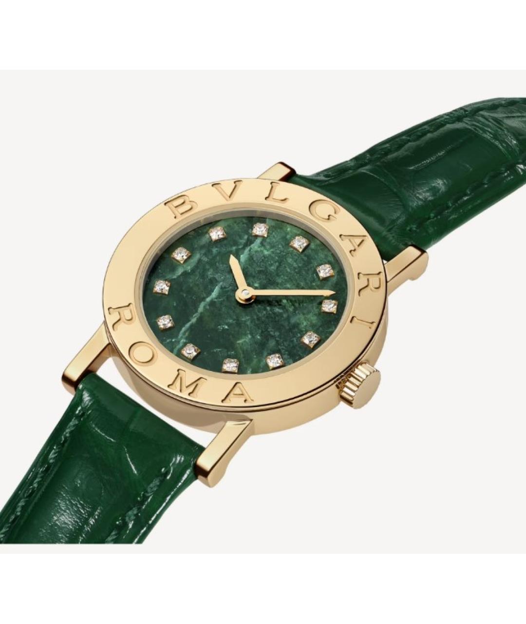 BVLGARI Зеленые часы из желтого золота, фото 2