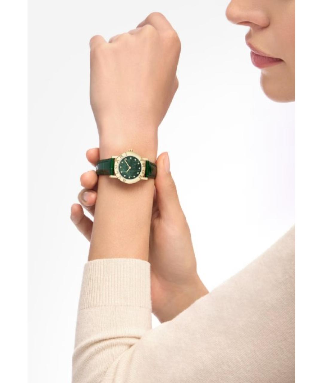 BVLGARI Зеленые часы из желтого золота, фото 5
