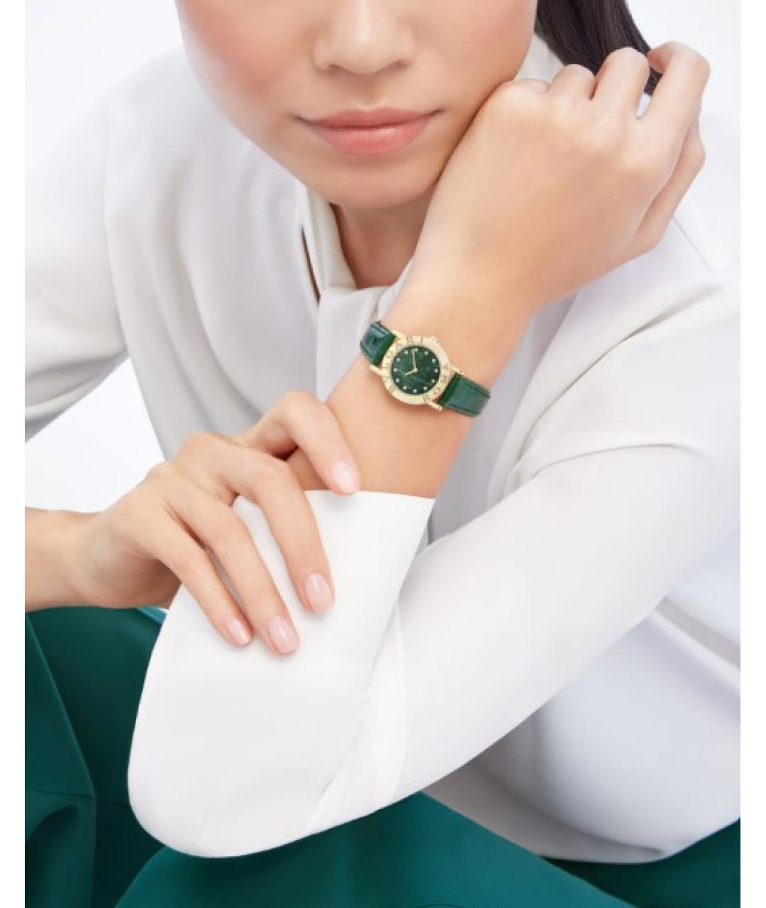 BVLGARI Зеленые часы из желтого золота, фото 7