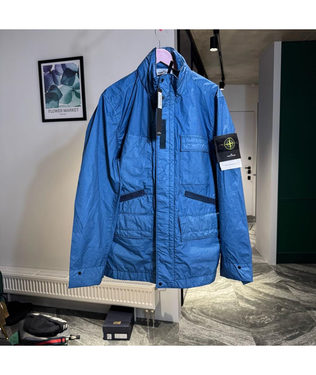 STONE ISLAND Темно-синяя полиэстеровая куртка, фото 6