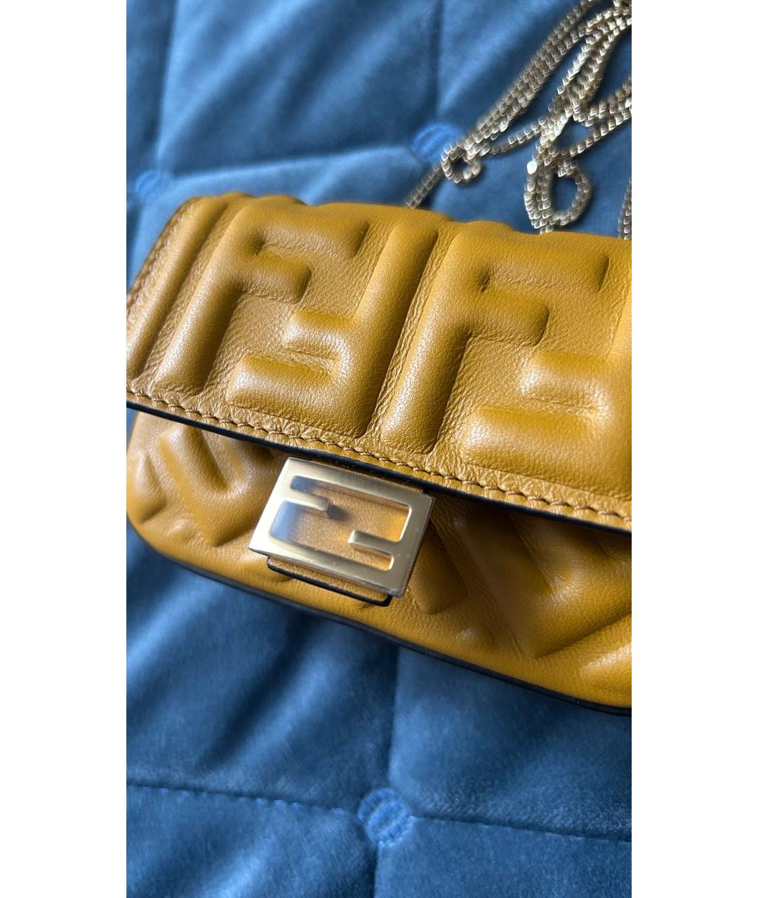FENDI Желтая кожаная сумка через плечо, фото 8